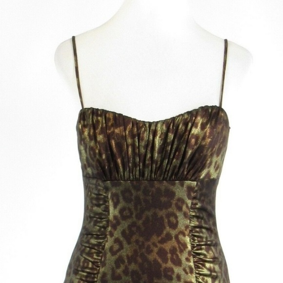 DAVID MEISTER OLIVE GREEN CHEETAH DRESS - Picture 5 of 5